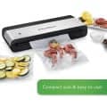 FoodSaver VS0150 PowerVac sealer seals meat in an airtight bpa-free food container leak-proof