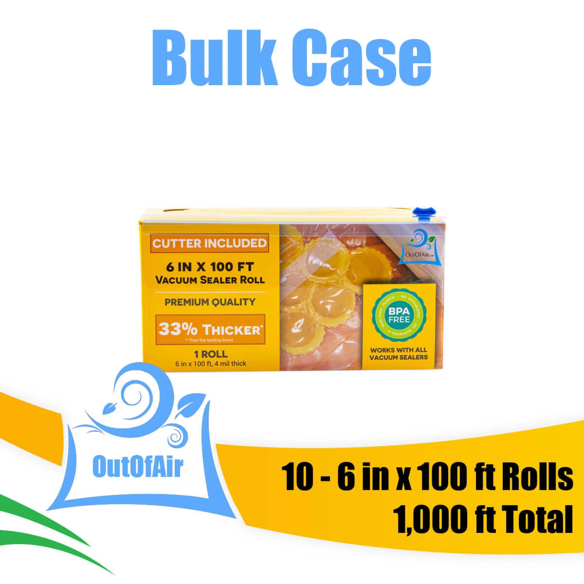 OutOfAir 10 6x100 small vacuum seal bags - 1000 bag bulk case