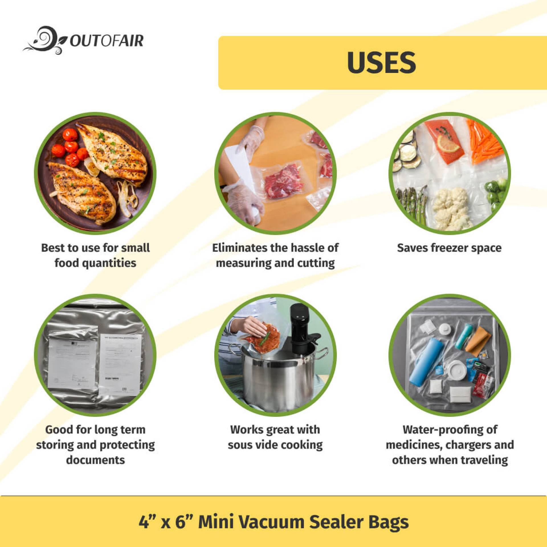 Food Saver Heat Seal Bags, Pre Cut, Quart Size, Utensils