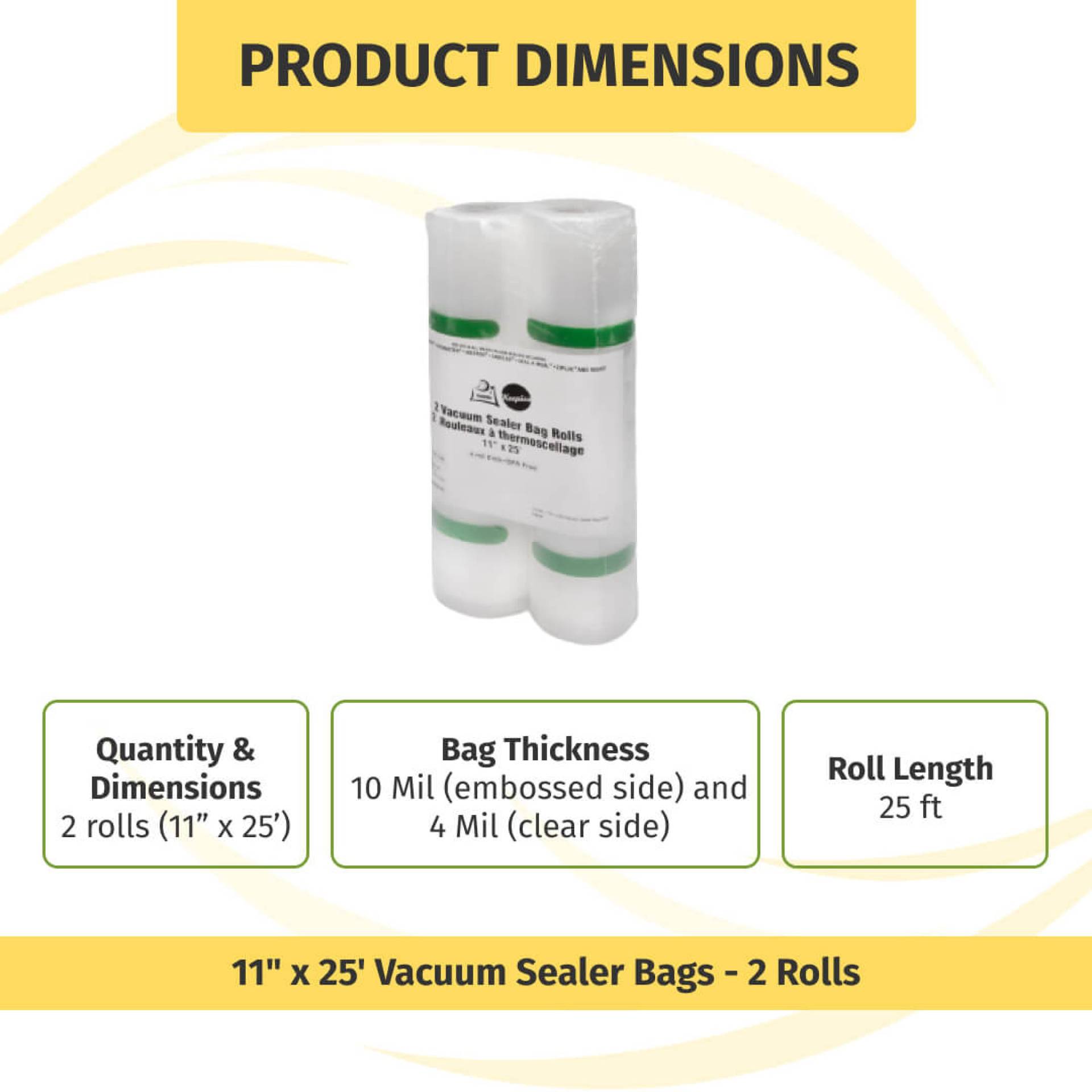 11"x25' Vacuum Sealer Bag Rolls 2 Rolls OutOfAir