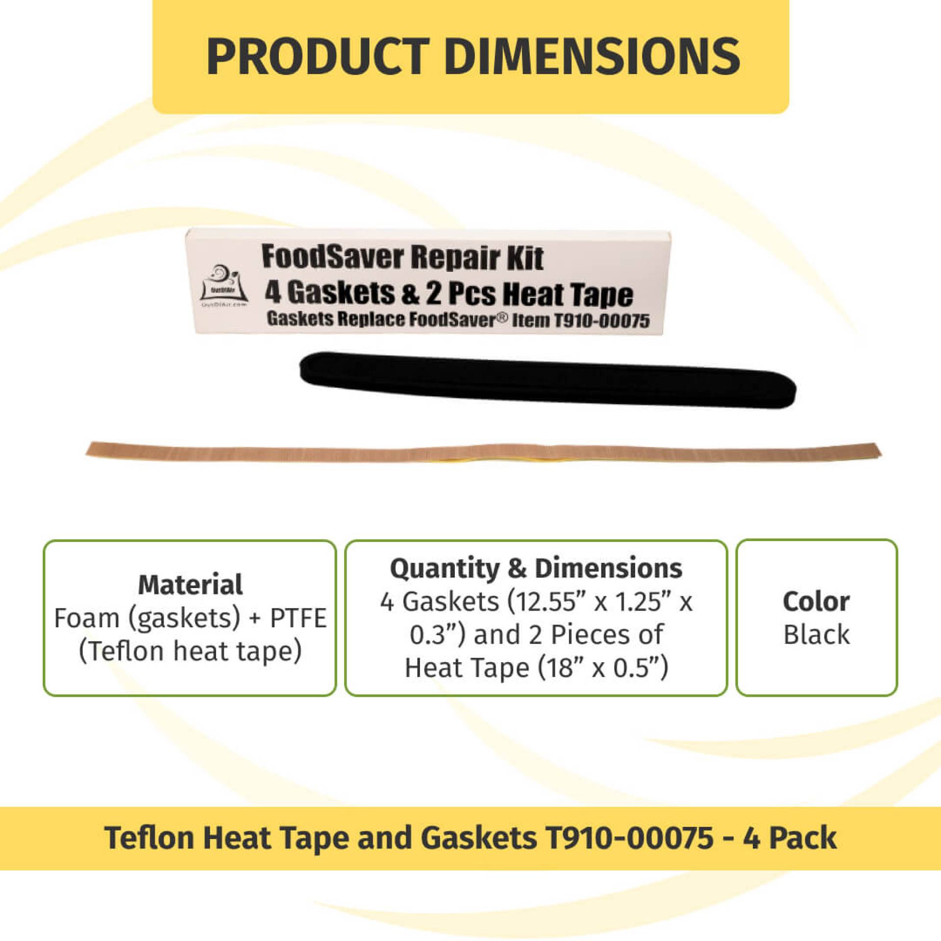 4-pack FoodSaver gasket replacement - vacuum sealer upper gasket assembly - fits V2200, V2400, V2800, V3000, V3200. V3400, and V3800 series including GaneSaver Deluxe Plus G250