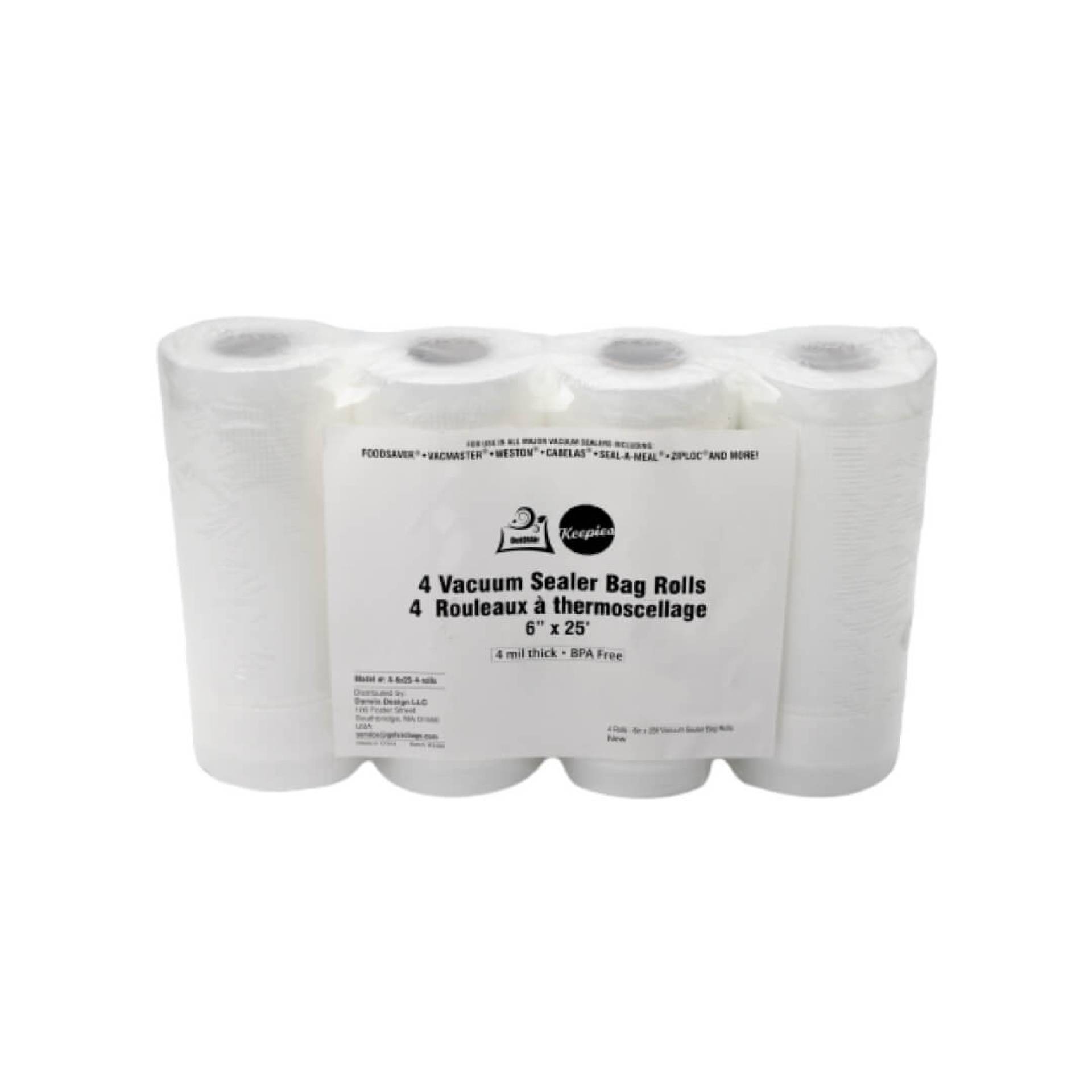 8"x25' Vacuum Sealer Bags 4 Rolls OutOfAir