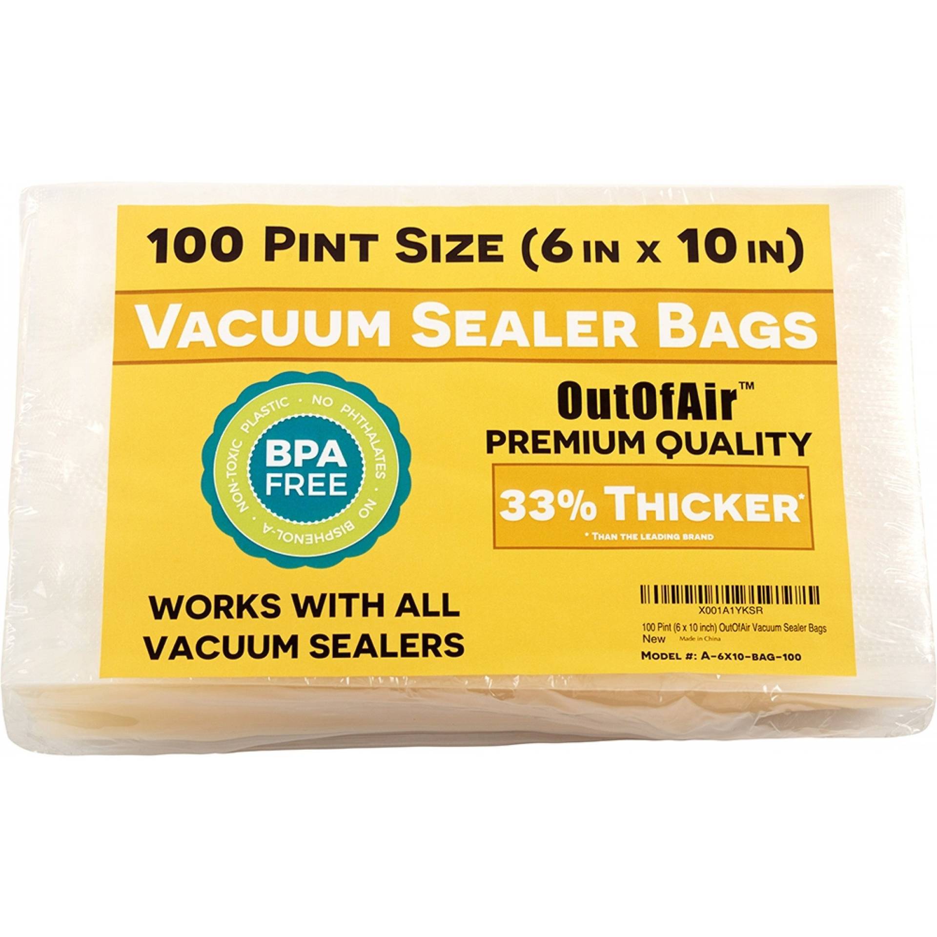 100 Count - 10 x 13 Quart PLUS Size Pre-Cut Vacuum Sealer Bags