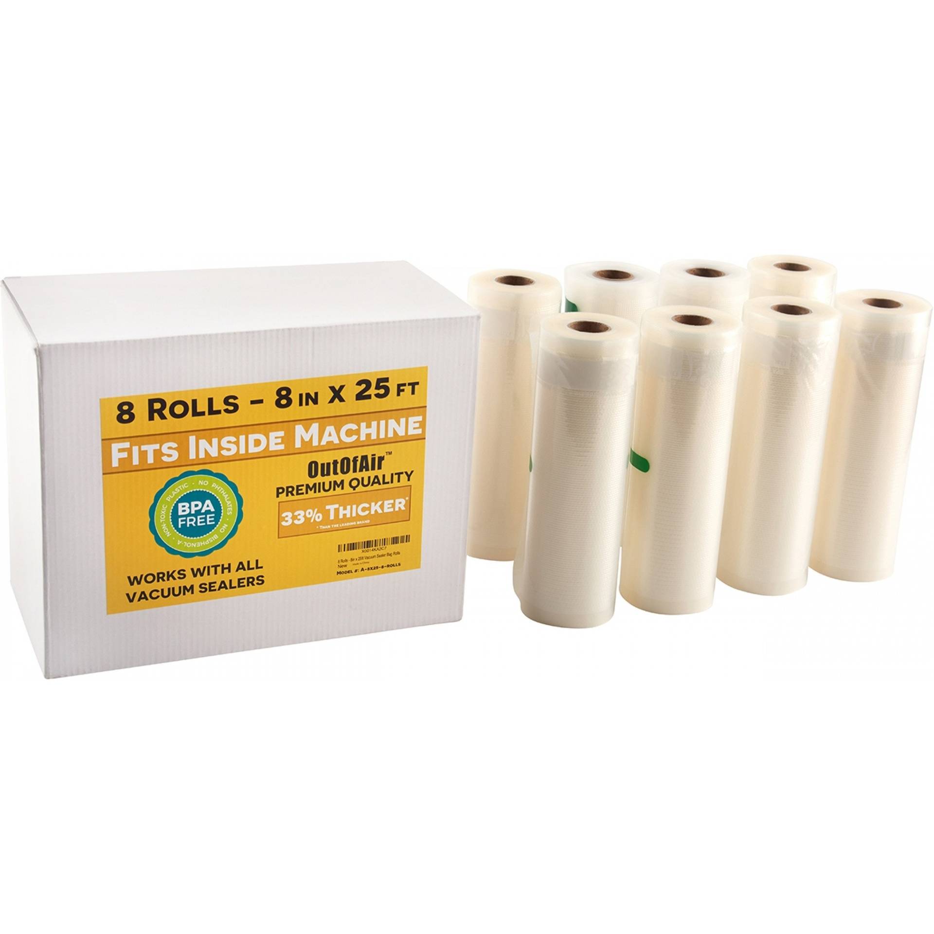 8''x25' Vacuum Sealer Bags for Freezer Food Saver (2 Rolls), Vacuum Seal  Bag Rolls Food Storage Bags