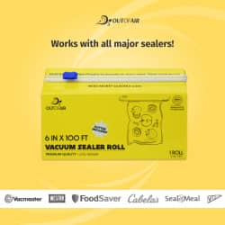 OutOfAir 6" x 100' Vacuum Sealer Bags - 1 Mega Roll with Box and Built in Bag Cutter