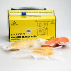OutOfAir 6" x 100' Vacuum Sealer Bags - 1 Mega Roll with Box and Built in Bag Cutter