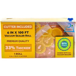 OutOfAir 6" x 100' Vacuum Sealer Bag Roll with Box and Built in Bag Cutter - 10 Rolls Bulk Case