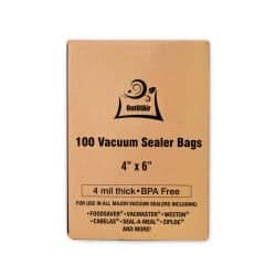 OutOfAir 4" x 6" (Mini Size) - 4 Mil - Commercial Grade Vacuum Sealer Bags - 100 Bags