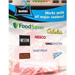 OutOfAir 8" x 100' Vacuum Sealer Bag Roll with Box and Built in Bag Cutter - 10 Rolls Bulk Case