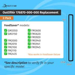 OutOfAir Replacement FoodSaver Vacuum Sealer Gasket Replaces Item 176870-000-000 - 2 Pack