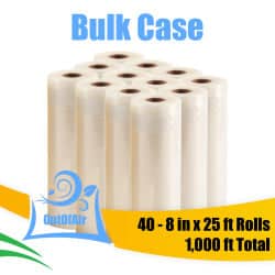 OutOfAir 8" x 25' Vacuum Sealer Bags - 40 Rolls Bulk Case