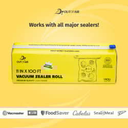 OutOfAir 11" x 100' Vacuum Sealer Bags - 1 Mega Roll with Box and Built in Bag Cutter