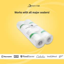 OutOfAir 11" x 25' Vacuum Sealer Bags - 2 Rolls