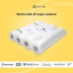 OutOfAir 11" x 25' Vacuum Sealer Bags - 4 Rolls