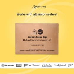 OutOfAir 50 Quart & 50 Gallon Vacuum Sealer Bags (4 Mil Commercial Grade) - 100 Bag Combo Pack