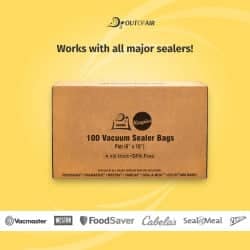 OutOfAir 6" x 10" (Pint size) - 4 Mil - Commercial Grade Vacuum Sealer Bags - 100 Bags