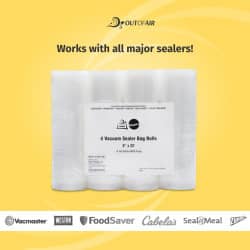 OutOfAir 8" x 25' Vacuum Sealer Bags - 4 Rolls