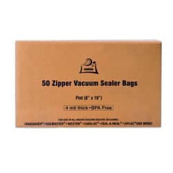 OutOfAir 6" x 10" (Pint size) - 4 Mil Zipper - Commercial Grade Vacuum Sealer Bags - 50 Bags