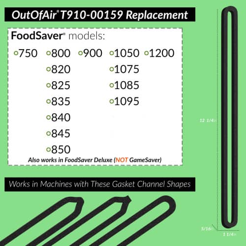 OutOfAir Replacement FoodSaver Vacuum Sealer Gasket Replaces Item T910-00159 - 2 Pack
