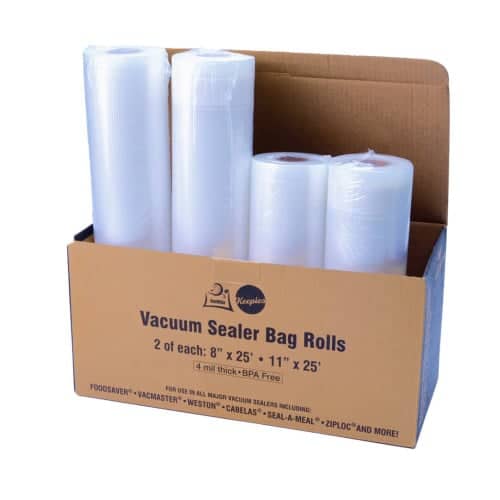 OutOfAir 8" x 25' and 11" x 25' Vacuum Sealer Bags - 2 Rolls of Each