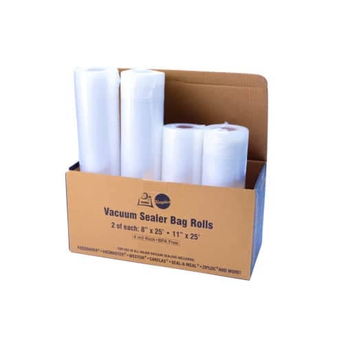 OutOfAir 8" x 25' and 11" x 25' Vacuum Sealer Bags - 2 Rolls of Each