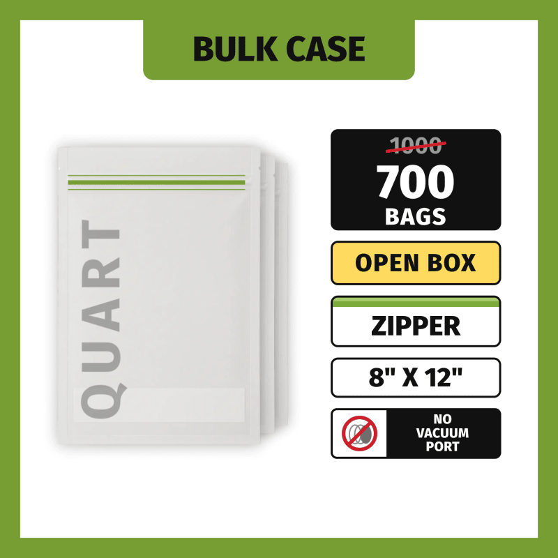 8" X 12" (Quart Size, Zipper) - 700 Bags - Open Box