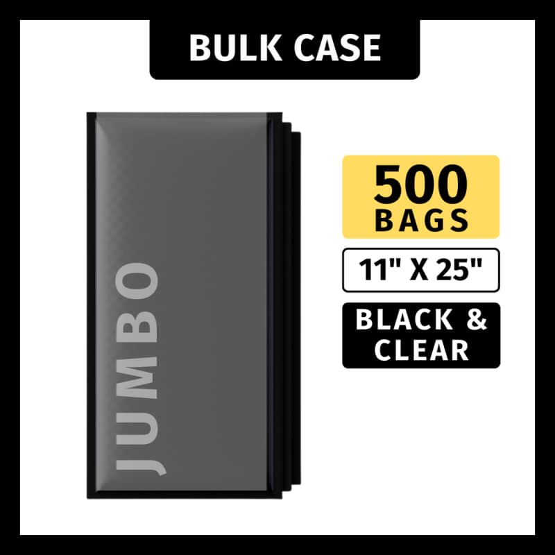 11" X 25" (Jumbo Size, Black/Clear) - 500 Bags
