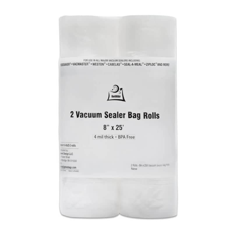 OutOfAir 8" x 25' Vacuum Sealer Bags - 2 Rolls