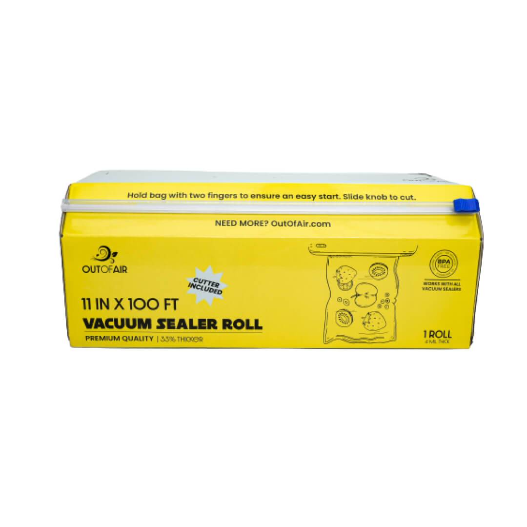 11x100' Bulk Vacuum Seal Rolls with Box and Built in Bag Cutter - 10 Rolls  Bulk Case - OutOfAir