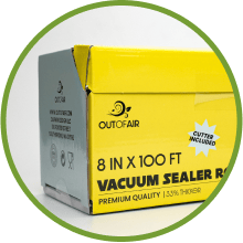 11x100' Bulk Vacuum Seal Rolls with Box and Built in Bag Cutter - 10 Rolls  Bulk Case - OutOfAir