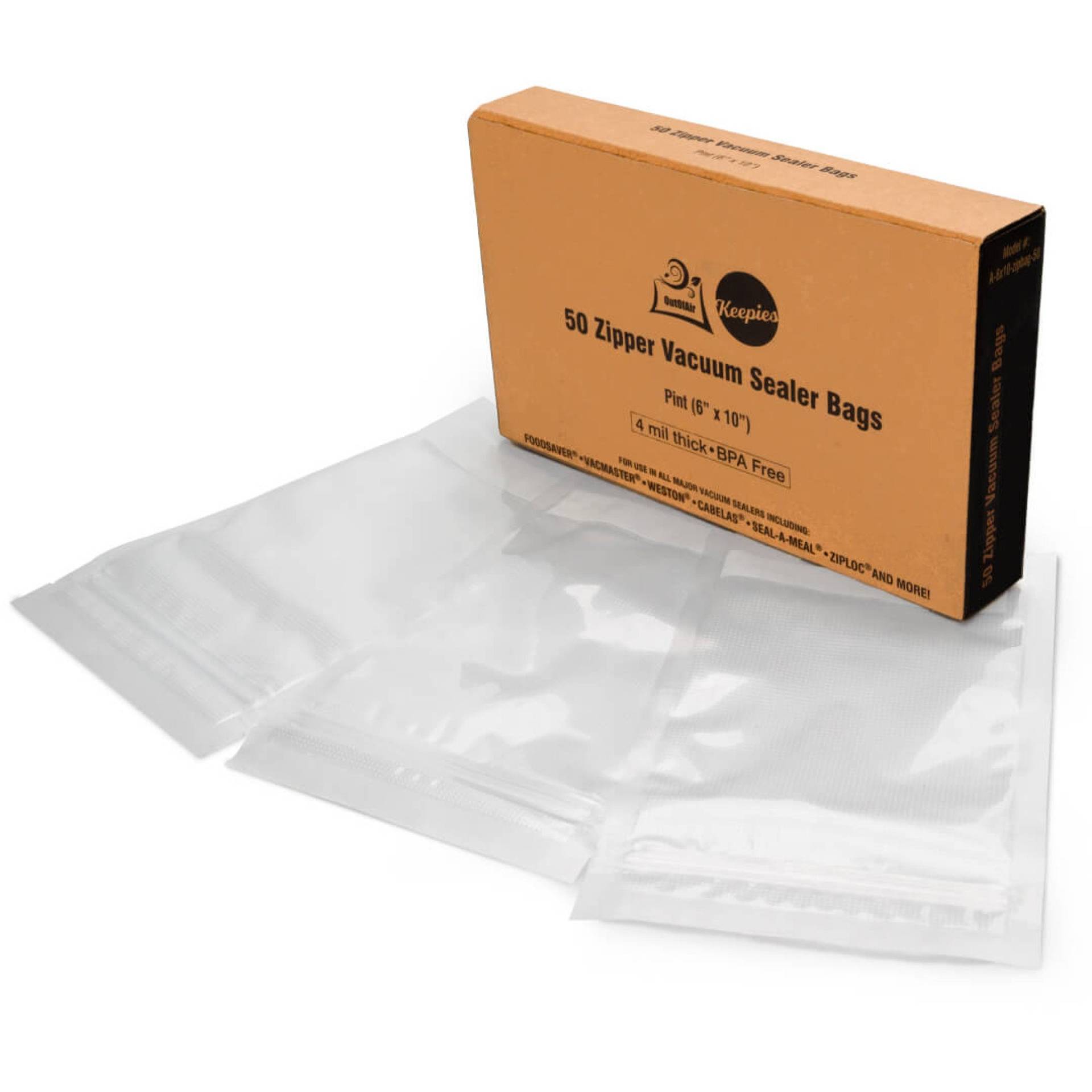 Pint Size 6 x10 Vacuum Zipper Bags 50 Bags OutOfAir