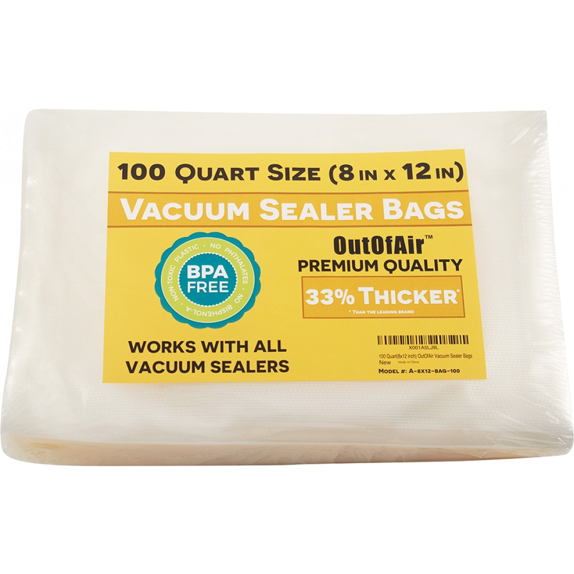 OutOfAir 8 X 12 Quart Size 4 Mil Commercial Grade Vacuum Sealer outofair-8-x-12-quart-size-4-mil-commercial-grade-vacuum-sealer