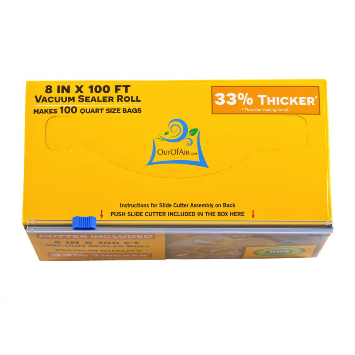 8" x 100ft Vacuum Sealer Roll with Box and Built In Bag Cutter by