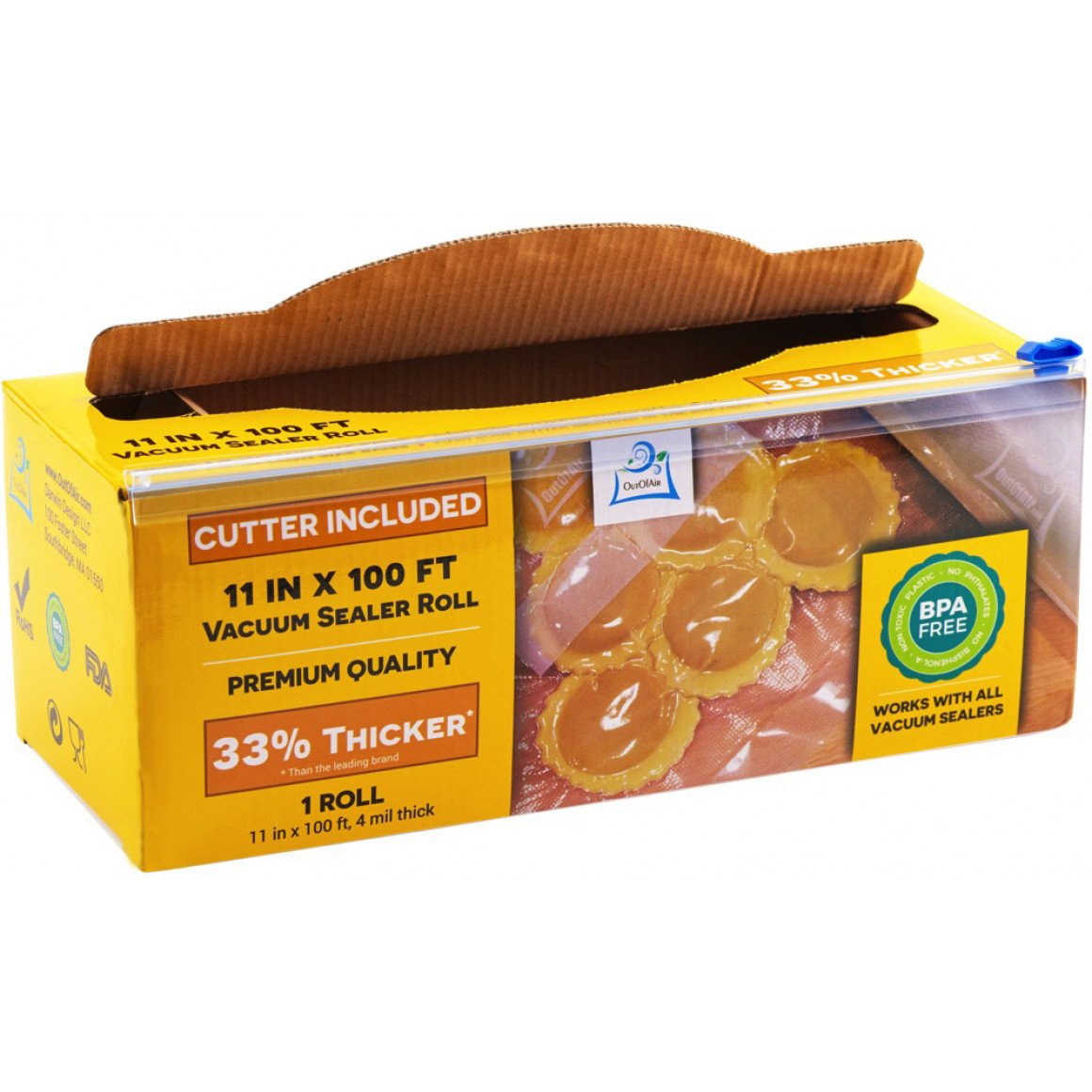 11 X 100ft Vacuum Sealer Roll With Box And Built In Bag Cutter By 11 X 100ft Vacuum Sealer Roll With Box And Built In Bag Cutter By Outofair