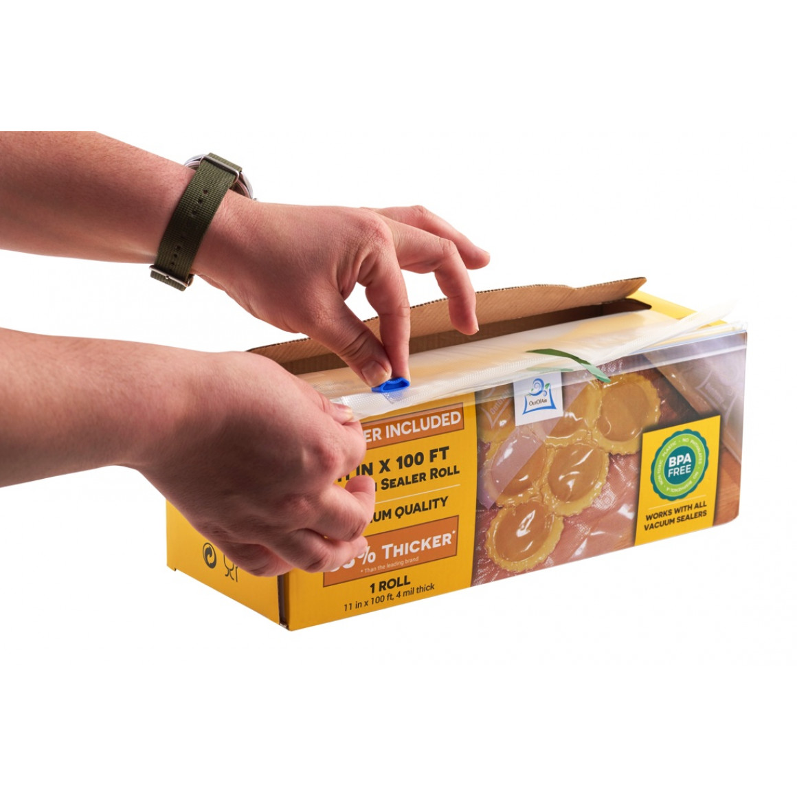 11" x 100ft Vacuum Sealer Roll with Box and Built In Bag Cutter by