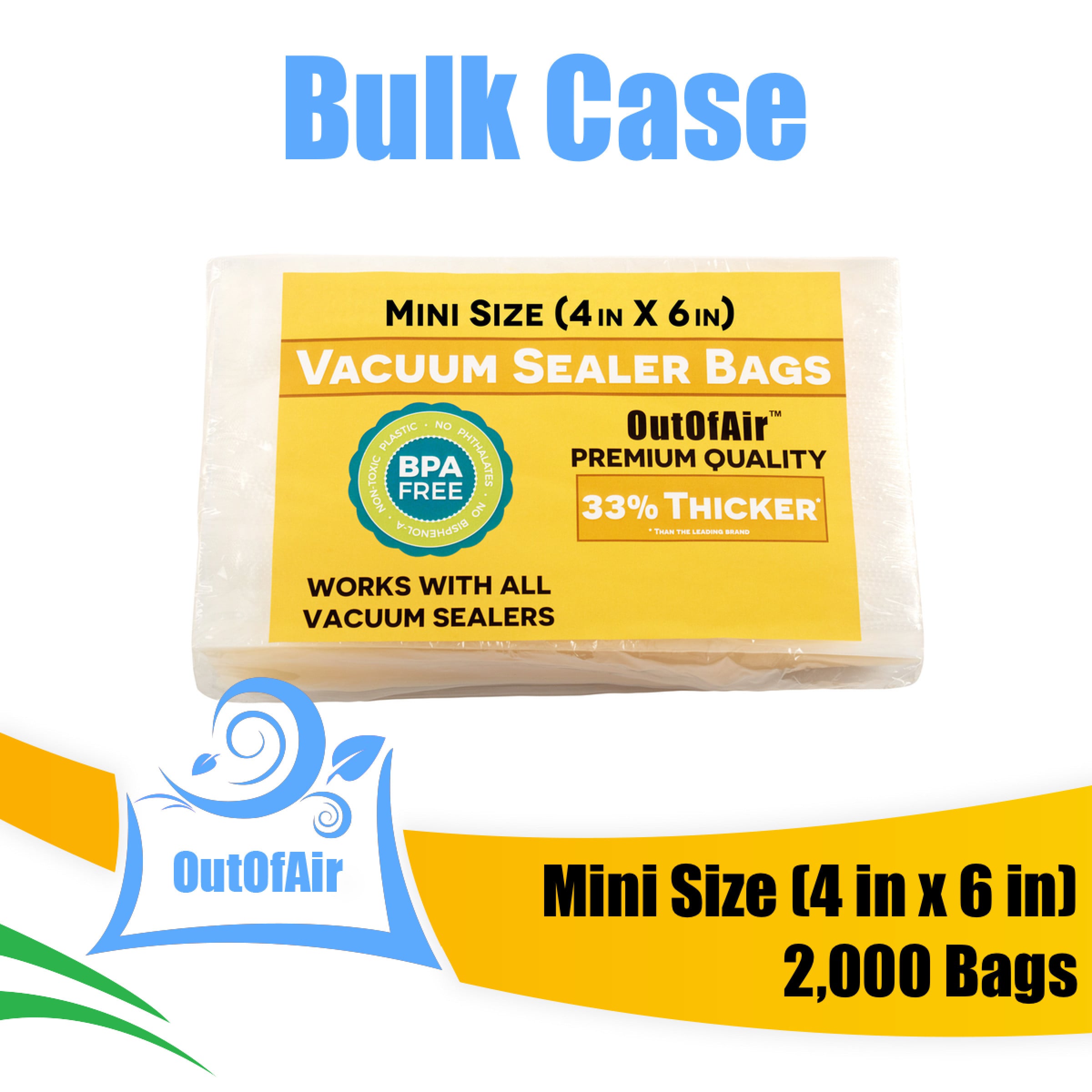 Mini Size 4"x6" Vacuum Sealer Small Bags 2,000 Bag Bulk Case OutOfAir
