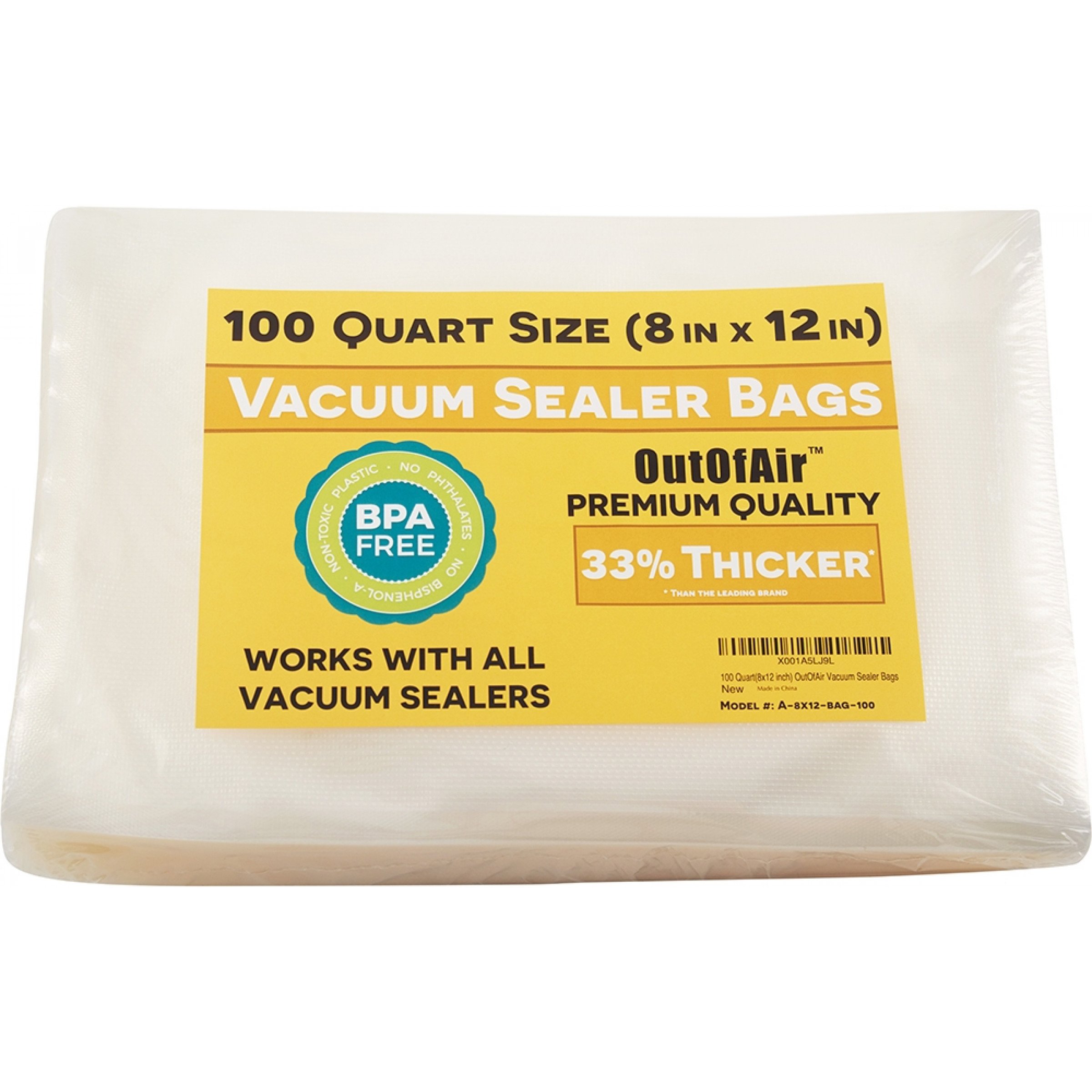 100-8"x12" quart Vacfoil Mylar foil vacuum sealer bags Food Grade Saver 8x12 
