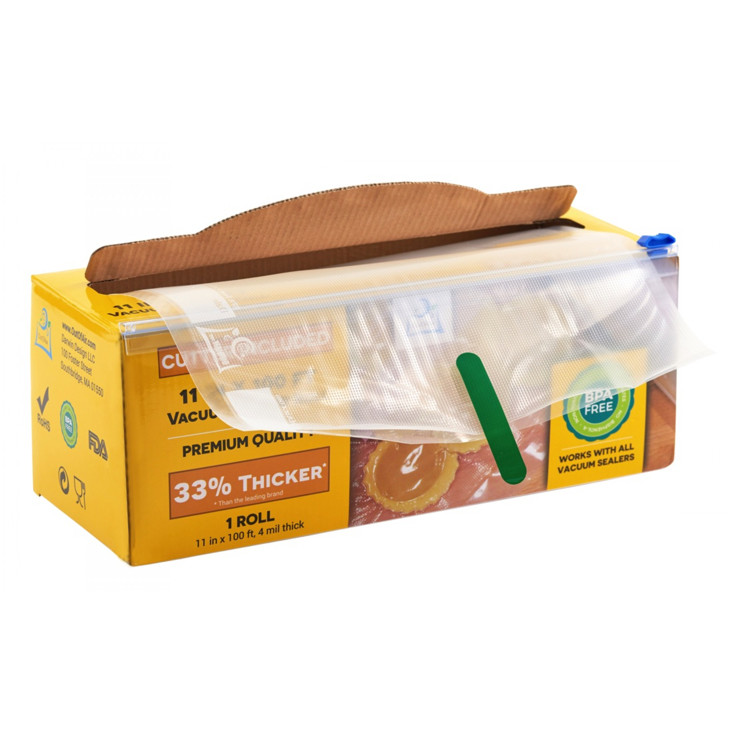 11" x 100ft Vacuum Sealer Roll with Box and Built In Bag Cutter by